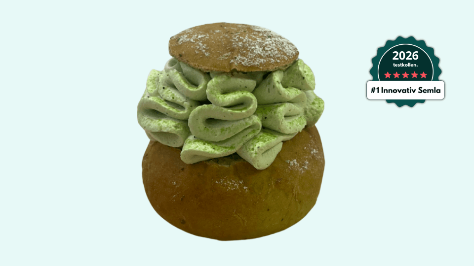 Matchasemla från À la Lo – vinnare bästa innovativa semlan i Stockholm 2026.